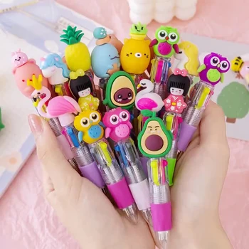 1 шт. Милая мультяшная головка Cute Thing, четырехцветная мини-шариковая ручка 0,5 ММ, Школьные канцелярские принадлежности, подарочные канцелярские принадлежности 