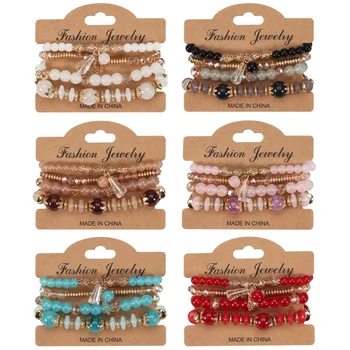 Набор браслетов из чешских стеклянных бусин 4шт для женщин, модный браслет-цепочка с кисточками, женские модные украшения