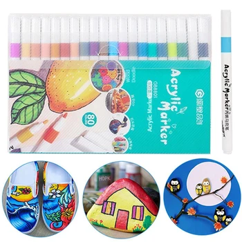 12 Цветов Акриловый маркер, набор для рисования наскальными рисунками для детей, набор ручек для рисования по камню, керамика, стекло, дерево, манга, школьные принадлежности для рисования манга
