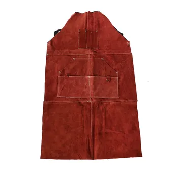 Кожаный сварочный фартук - термостойкий и огнестойкий фартук для тяжелой кузницы с 6 карманами, размером 42 дюйма