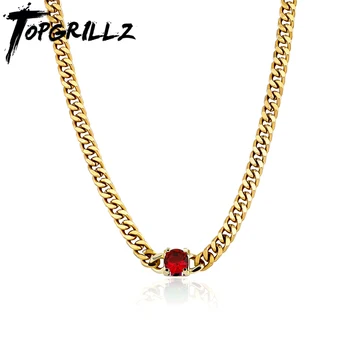 TOPGRILLZ Кубинская цепочка из нержавеющей стали 3 мм с кубическим цирконием, ожерелье в стиле хип-хоп серебристо-золотого цвета, ювелирные изделия для женщин