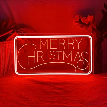 С Рождеством Неоновая Вывеска Выгравируйте Персональные светодиодные фонари Для рождественских украшений Новогодний Тропический Неоновый Декор стен Поддержка пользовательских