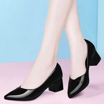 Cresfimix/ женские модные офисные туфли без застежек из искусственной кожи белого цвета на высоком каблуке, классические черные весенние туфли-лодочки zapato tacon alto a5991