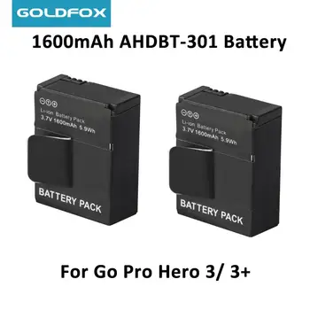 2шт 1600 мАч AHDBT-301 Аккумулятор AHDBT 301 Bateria для GoPro Hero3 Go Pro hero 3/3 + Black Edition White Silver Edition HD Запчасти