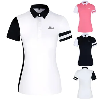 Женская футболка для гольфа, летняя модная спортивная одежда для гольфа, рубашка с коротким рукавом, быстросохнущие дышащие рубашки поло для дам