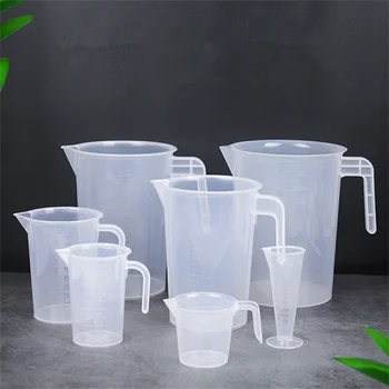 Прозрачный пластиковый мерный стаканчик со шкалой, мерный цилиндр, Кухонный инструмент, магазин чая с молоком, бытовой мерный стаканчик