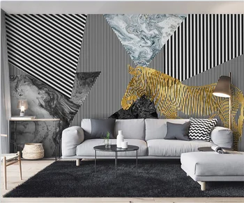 Пользовательские 3D обои скандинавский минимализм абстрактная геометрическая линия личности зебры фон спальни гостиной настенная роспись фото
