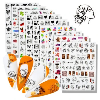 1ШТ 3D Наклейка для ногтей С узорами из цветочных листьев, Наклейки для ногтей, Летние Популярные Украшения для ногтей, Новые