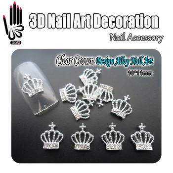 Дизайн ногтей 10 шт./лот 3D дизайн ногтей с блестками из прозрачного горного хрусталя, корона из сплава, изделия для дизайна ногтей, украшения, аксессуары