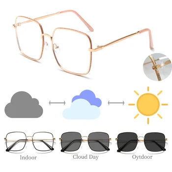 Роскошные солнцезащитные очки с фотохромизмом, брендовые винтажные солнцезащитные очки, женские очки в квадратной оправе, Мужские и женские солнцезащитные очки-хамелеоны UV400