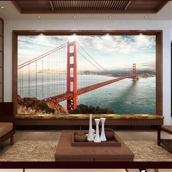 обои wellyu papier peint для стен, 3D Обои на заказ, мост с видом на морской пейзаж, papel parede behang