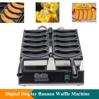 Вафельница для сыра и бананов мощностью 1600 Вт С цифровым дисплеем В новом стиле, легко моющаяся, с антипригарным покрытием, машина для приготовления вафель в форме банана