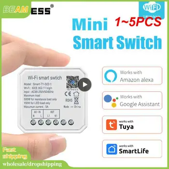 1 ~ 5ШТ Tuya WiFi Smart Light Switch Модуль Mini 1/2 Gang Smart Life Voice App Беспроводной Пульт Дистанционного Управления Работает С Alexa