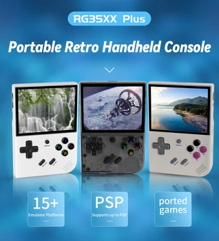 Новая портативная игровая консоль RG35XX Plus с мини-ручкой, 3,5-дюймовый портативный карманный проигрыватель видеоигр в стиле ретро с открытым исходным кодом, Детский подарок