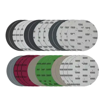 30шт Наборов 5-дюймовых шлифовальных дисков, 5-дюймовая комбинированная Наждачная бумага с 8 отверстиями (800/1000/1500/2000/3000/5000)