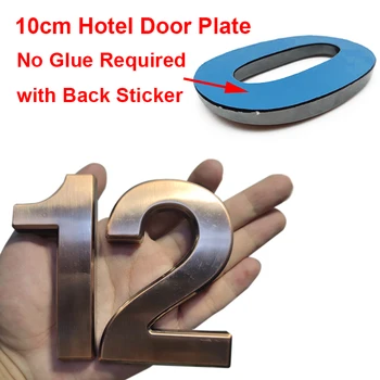 бронзовая цифровая номерная табличка на двери отеля длиной 10 см для номера гостиничного номера с гальваническим нанесением точечной клейкой основы