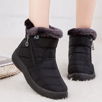 Высококачественные зимние ботинки, женские ботинки, ботильоны с толстым дном, женские водонепроницаемые ботинки, плюшевые теплые зимние ботинки Mujer