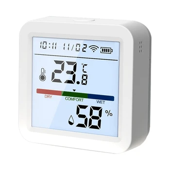 Умный датчик температуры и влажности Wi-Fi, термометр-гигрометр для помещений Tuya с подсветкой ЖК-дисплея Аксессуары