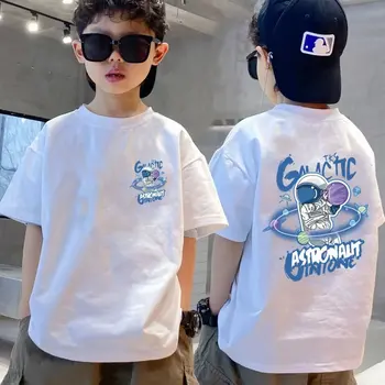 Хлопковая футболка для мальчиков, Японские Летние футболки для девочек с мультяшным принтом, Детские топы с коротким рукавом, высококачественная одежда для мальчиков, новинка 2024 года
