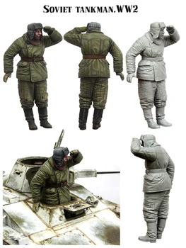 Неокрашенный набор 1/35 Советский экипаж № 3 стоящий (1 фигурка)   Миниатюрный набор для гаража из смолы
