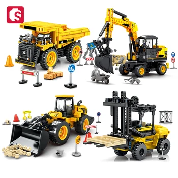 Серия SEMBO City Engineering Vehicle Scene, наборы строительных блоков, Строительный экскаватор, игрушки для сборки кирпичей, подарки для мальчиков