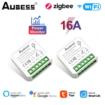 Tuya Zigbee / Wifi MINI 16A Smart Switch 2-Полосный переключатель управления Smart Life Breaker Работает с Alexa И Google Home, Yandex Alice