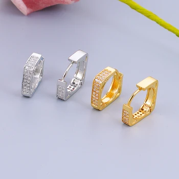 TIANDE Позолоченные серьги-кольца для женщин с геометрическим пирсингом из циркона, серьги-обнимашки 2023, Оптовая продажа модных ювелирных изделий