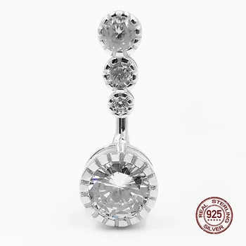 Классическое кольцо для пупка с 4 цирконами из стерлингового серебра 925 пробы, кольцо для пирсинга пупка, украшения для пирсинга тела
