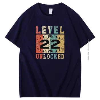 Уровень 22 разблокирован, забавные графические футболки для видеоигр в стиле ретро, Летняя мужская футболка с коротким рукавом, Хлопковая футболка, мужская одежда