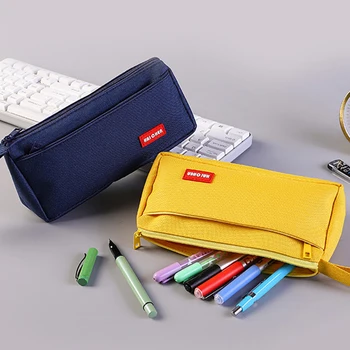 Простой пенал для карандашей, милые студенческие сумки для ручек, коробка для хранения школьных канцелярских принадлежностей для мальчиков и девочек большой емкости