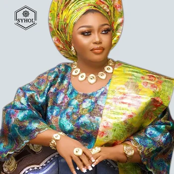 Дубайский позолоченный ювелирный набор Женское ожерелье Нигерия Роскошная свадебная бижутерия Модные серьги SYHOL