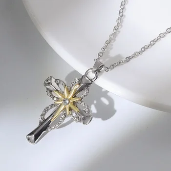 Модное изысканное многослойное ожерелье с подвеской в виде Креста Иисуса для мужчин и женщин, посеребренная религиозная цепочка в стиле хип-хоп