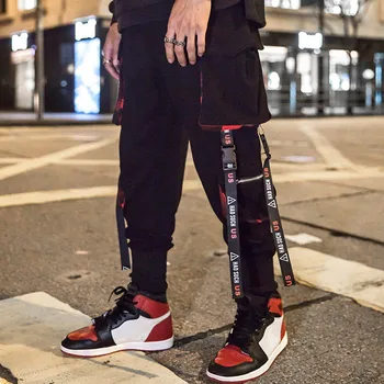 Европейский и американский хип-хоп комбинезон, мужская корейская версия серпантина Harajuku, тактическая карманная лента, повседневные спортивные брюки