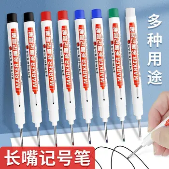 5 Цветов Белая Маркировочная ручка с длинным наконечником, 20 мм Постоянное глубокое отверстие для сверления для плотников, строителей, строительного оборудования, ванной комнаты