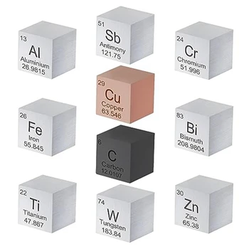 Набор из 10 предметов Elements Square 0,59 дюйма, металлический квадратный вольфрам, периодическая таблица элементов, для обучения, подарка, коллекции, прочный