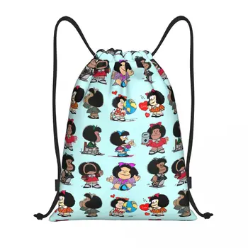 Мультфильм Mafalda, Забавный Мем, Рюкзак на шнурке, Женский, Мужской, Спортивный рюкзак для спортзала, Складная сумка для тренировок, сумка