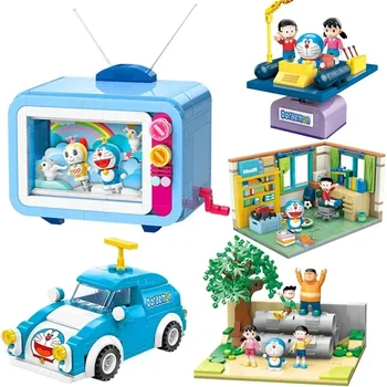 Строительные блоки персонажа аниме Keeppley Doraemon TV Room Time Machine Строительные блоки Набор головоломок Игрушка для детей Подарок на День рождения