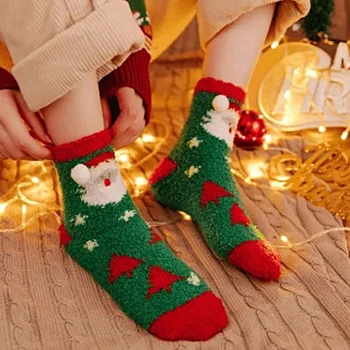 Рождественская елка, коралловые бархатные носки, мультяшный Круглый шар, плюшевые подвески для рождественских подарков, практичная теплая Зима