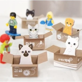 5 упаковок стикеров Kawaii Box Cat, милый блокнот для заметок, Офисные школьные канцелярские принадлежности, наклейка для украшения, Забавная подарочная собака