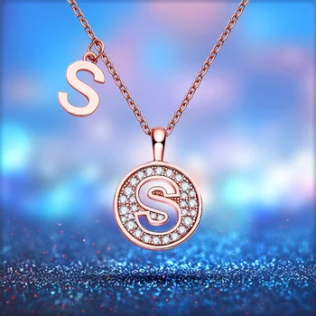 Женское ожерелье из стерлингового серебра 925 пробы с 26 буквами, сверкающее ожерелье с подвеской в виде буквы S из муассанита для подарка подруге