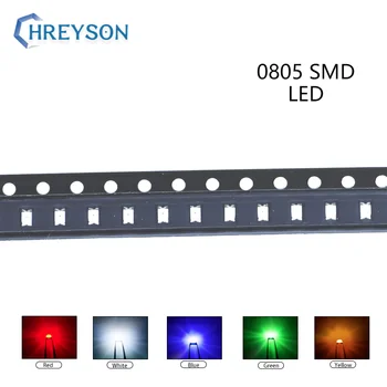 100шт Электронный компонент 0805 SMD LED Синий Желтый Белый Зеленый Красный Оранжевый Фиолетовый RGB с высоким светоизлучающим диодом DIY Kit