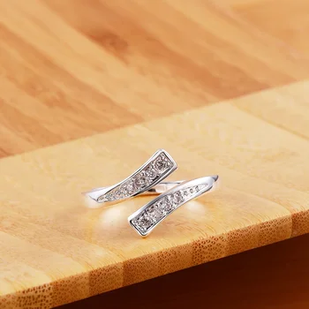 Изысканное кольцо из серебра 925 пробы с роскошным кристаллом для женщин Регулируемого размера, модные украшения для вечеринки, Помолвки, Подарки для пары