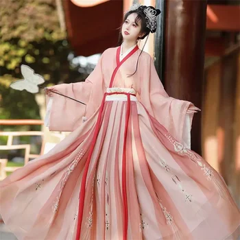 Комплект платьев WeiJin Dynasty Hanfu В китайском стиле, элегантные Костюмы принцессы для косплея с цветочным принтом, Женские Милые вечерние платья