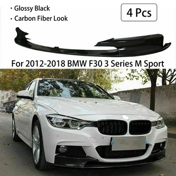 Для BMW F30 F31 F35 3 серии M Sport 2012-2018 Передний бампер, сплиттер для губ, диффузор, спойлер из углеродного волокна, глянцевый Черный