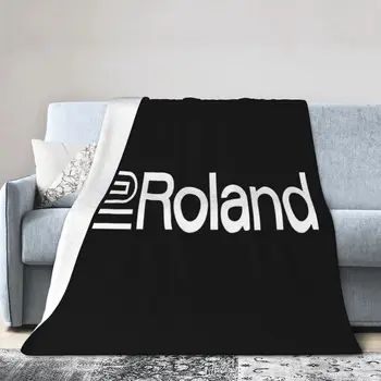 Черное покрывало с логотипом Roland Piano, стеганое одеяло, детское одеяло, стойкое к загрязнениям, антипригарное, моющееся, минималистичное, мягкое