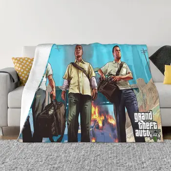 Одеяло Grand Theft Auto фланелевое демисезонное дышащее легкое покрывало для путешествий, плюшевое тонкое одеяло