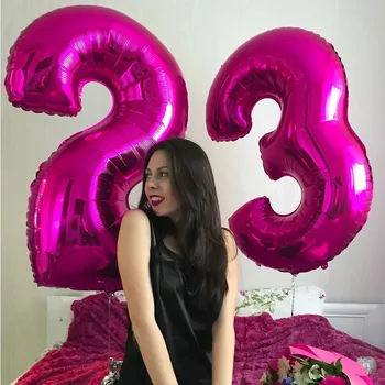 Гигантские розовые воздушные шары с цифрами из майларовой фольги, большое количество 10 11 16 30 40 50 60, гелиевый воздушный шар, украшение для вечеринки в честь дня рождения, подарок для девочек