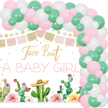 Декор для Детского Душа Cactus Taco Bout a Baby Girl Background Boho Fiesta Детская Мексиканская Гирлянда из Воздушных Шаров Arch Kit для Декора вечеринки