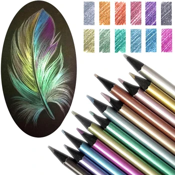 12 Цветов металлическим карандашом Цветной рисунок карандашом Эскизы Карандашная живопись Цветные карандаши Художественные принадлежности Набор цветных карандашей