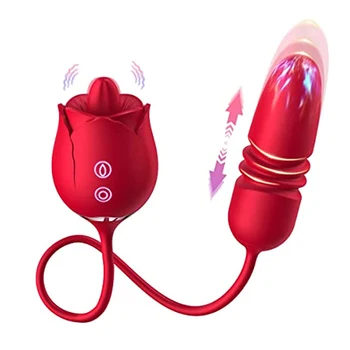 Розовый игрушечный вибратор для женщины 3 В 1, розовый секс-стимулятор, лизание клитора языком, толчки в точку G, фаллоимитатор-вибратор с 9 режимами